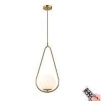 Kefa Modern Wireless Battery Operated Pendant Light, Non Hardwired Indoor Remote Mid Century Hanging Light With Dimmable Bulb, White Globe Glass Fixture For Kitchen Island Dining Room Bedroom Bar Hall