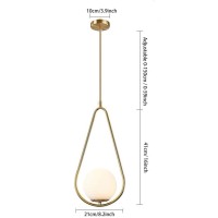 Kefa Modern Wireless Battery Operated Pendant Light, Non Hardwired Indoor Remote Mid Century Hanging Light With Dimmable Bulb, White Globe Glass Fixture For Kitchen Island Dining Room Bedroom Bar Hall