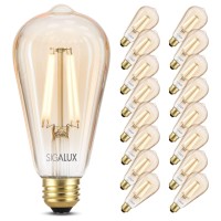 Sigalux Edison Bulbs, E26 Led Bulb St19 Filament Amber Dimmable Vintage Light Bulbs 40 Watt Equivalent, 400Lm 2700K Soft White Soft White 15, 000Hrs Cri90 E26 16Pack