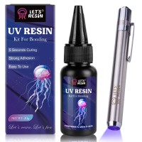 Let'S Resin Uv Resin Kit With Light, Bonding&Curing In Seconds, 30G Uv Resin Kit With Uv Flashlight For Welding, Jewelry Uv Glue Adhesive For Plastic Repair, Glass Light, Craft Decor