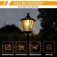 Lutec Outdoor Solar Lamp Post Light Dusk To Dawn Waterproof Pole Light With Patterned Glass Exterior Vintage Black Solar Power