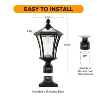 Lutec Outdoor Solar Lamp Post Light With Pier Mount Base Dusk To Dawn Waterproof Pole Light Head With Patterned Glass Exterior