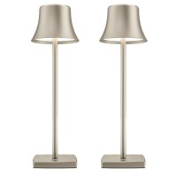 2 Pack Led Cordless Table Lamps Rechargeable,5000Mah Battery Operated Table Light,3 Color Stepless Dimming,Portable Small Desk Lamp In Aluminum For Party Patio Restaurant Indoor/Outdoor(Silver)