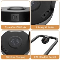 Wireless Charging Table Lamp For Bedroom Set Of 2 Touch Control Dimmable With Type C Usb Ports Ac Outlet Bedside Nightstand L