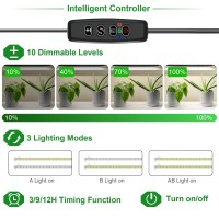 Grow Lights For Indoor Plants, Wiaxulay 120 Leds Full Spectrum Led Plant Grow Light Strips With Auto On/Off Timer, 10 Brightness, 3 Switch Modes Growing Lamps Bars For Seed Starting, Succulent, 2 Bars