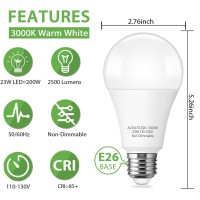 Prosperbiz A21 Led Light Bulb, 150-200W Equivalent 23W Led Bulbs, Super Bright 2500 Lumens 3000K Warm White Light Bulb E26 Standard Base For Home Lighting 4 Packs