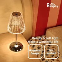 Amingulry Cordless Table Lamp, 4000Mah Rechargeable Battery Operated Lamp, 3 Color Modes & Stepless Dimmable Led Touch Lamp, Portable Crystal Metal Beside Lamps For Bedroom Restaurant(Silver Chrome)