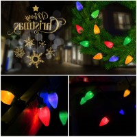 Anycosy Christmas Lights Outdoor, 100 Leds C7 Strings Lights With Timer Function Plug In 8 Modes For Christmas Decorations