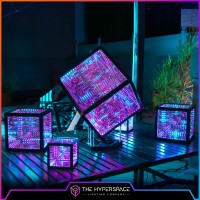 Hyperstand For Hypercube Infinity Cube Led Light 125Inch Display Stand With Solid Bamboo Base Stainless Steel Metal Rods