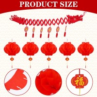 Whaline 3D Chinese New Year Dragon Ceiling Decorations 21Pcs Spring Festival Dragon Garland With Paper Lanterns Hanging Decorati