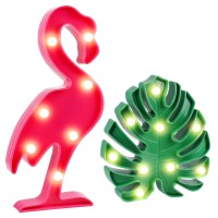 Flamingo and palm leaves night table light will make your home more active and cute LED bulb began to warm white enjoy your warm and comfortable home