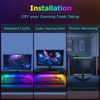 Willed 2In1 Under Monitor Light Bar Gaming Lights For Gaming Setup Desk Led With Remote Controller 5V Usb Powered Rgb Light