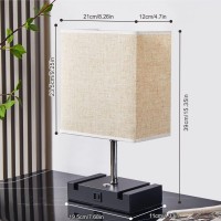 Lifeholder Bedside Lamp, Usb Lamp Include Warm White Bulb, Fabric Shade Nightstand Lamp Built In Usb & Type-C Ports, Table Lamps Idea For Bedroom Or Living Room