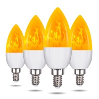 Ladiwanka E12 Led Candelabra Flame Light Bulbs For Outdoor Use 3 Mode 12 Watt 1800K Warm White Orange Led Flame Bulb Hallowee