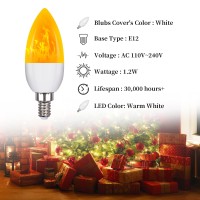 Ladiwanka E12 Led Candelabra Flame Light Bulbs For Outdoor Use 3 Mode 12 Watt 1800K Warm White Orange Led Flame Bulb Hallowee