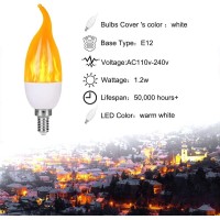 Ladiwanka E12 Led Candelabra Flame Light Bulbs For Outdoor Use 3 Mode 12 Watt 1800K Warm White Orange Led Flame Bulb Hallowee