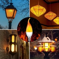 Ladiwanka E12 Led Candelabra Flame Light Bulbs For Outdoor Use 3 Mode 12 Watt 1800K Warm White Orange Led Flame Bulb Hallowee