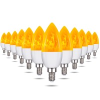 Ladiwanka E12 Led Candelabra Flame Light Bulbs For Outdoor Use 3 Mode 12 Watt 1800K Warm White Orange Led Flame Bulb Hallowee