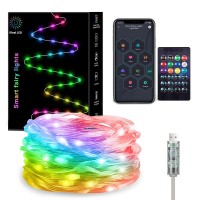 Hoofun Smart Fairy String Lights Diy 33Ft Usb Twinkle Lights App Remote Control Music Sync Warm White Multicolor Led Fai