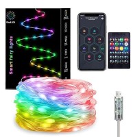 Hoofun Smart Fairy String Lights Diy 33Ft Usb Twinkle Lights App Remote Control Music Sync Warm White Multicolor Led Fai