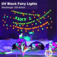 Battery Operated Led Uv Black Lights 4 Pack 656Ft 20Led Uv Lamp Bead Flexible Blacklight Fixtures Purple Fairy String Lights F