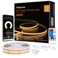 Tatazone 2000K Yellow Smart Cob Led Strip Light With App 328Ft Wifi Orange Color Led Light Strip Work With Alexa Google Dimma