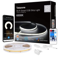 Tatazone Smart White Cob Led Strip Light With App And Remote 164Ft 6500K Wifi Cob Light Strip Work With Alexa And Google Dimma