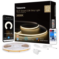 Tatazone Smart White Cob Led Strip Light With App And Remote 164Ft 3000K Bright Warm White Wifi Cob Light Strip Work With Alex