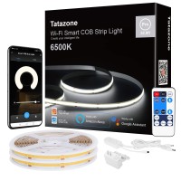 Tatazone Smart White Cob Led Strip Light With App And Remote 328Ft 6500K Wifi Bright Cob Light Strip Work With Alexa Google D