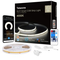 Tatazone Smart White Cob Led Strip Light With App And Remote 164Ft 4000K Wifi Bright Cob Light Strip Work With Alexa Google D