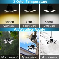 Niorsun Solar Outdoor Lights Solar Lights Indoor Motion Sensor Pendant Light 3 Colors 4Leaf 4 Modes With Remote 164Ft Wire Wa