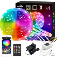 Apspow Led Lights 100Ft Led Strip Lights With Bluetooth And App Control Multicolor Rgb Led Light Strips Music Sync Color Changi