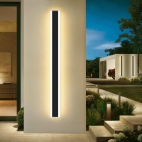 Mikeru 150Cm Outdoor Garden Wall Light, Black Long Bar Wall Light Ip65 Rainproof 48W Tricolor 3000K4500K6000K Wall Mounted Long Bar Light For Hallway, Garden