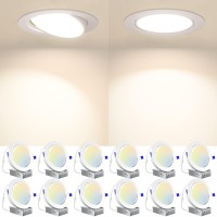 Amico 12 Pack 6 Inch 5Cct Gimbal Led Recessed Lighting Directional Adjustable Ceiling Downlight Angled Dimmable Canless Light