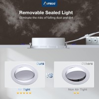 Amico 12 Pack 6 Inch 5Cct Gimbal Led Recessed Lighting Directional Adjustable Ceiling Downlight Angled Dimmable Canless Light