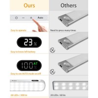 Willed Under Cabinet Lights Rechargeable Battery Display 60 Led Touch Light Bar Motion Sensor Light Indoor Battery Operated