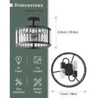 Black Flush Mount Ceiling Light 2 Light Caged Crystal Chandelier Small Drum Hallway Light Fixtures Ceiling Mount Black