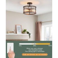 Black Flush Mount Ceiling Light 2 Light Caged Crystal Chandelier Small Drum Hallway Light Fixtures Ceiling Mount Black