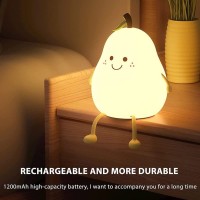 Qzjijosen Cute Pear Shaped Night Light,Warm Light Table Bedside Lamp For Bedroom Livingroom,Usb Charging Led Cartoon Silicone Night Light With 7-Color And 3 Brightness Adjustment (Pear ??)