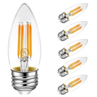 Emotionlite Led Light Bulbs, Dimmable Candelabra Bulbs, E26 Base, Warm White, Chandelier Light, Ceiling Fan Bulb, 40W Equivalent, 4W, 2700K, 350Lm, Ul Listed, 6 Pack