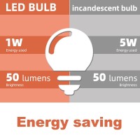 Mzyoyo Night Light Bulb1W Led Light Bulbg14 G45 1W E26 Led Bulbled Energy Saving Light Bulbs 5 Watt Equivalentcool White 650