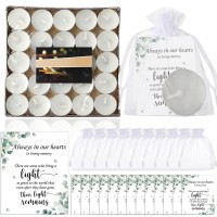 50 Set Funeral Party Favors Memorial White Candles Unscented Funeral Gifts Tealight Candles With Condolence Bereavement Cards An