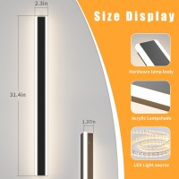 Daoseolo Outdoor Modern Led Wall Light, 31.4 Inch Ip65 Waterproof With 3 Color Temperature (3000K/4500K/6000K) Lighting Modes, Long Strip Wall Light For Living Room Porch Patio Garage