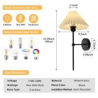 Keluoly Wall Sconces Sets Of 2 White Fabric Lampshade Matte Black Wall Lamp Column Bracket Wall Lighting Bathroom Dresser Hardwi