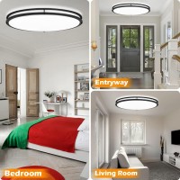 Dllt 65W Dimmable Led Flush Mount Ceiling Light With Remote 32 Oval Brush Nickel Finish Close To Ceiling Light Fixture For Be