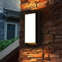 Sytmhoe Modern Outdoor Wall Lights,3-Color-Temp Patio Wall Light Fixtures,12W Exterior Wall Mounted Lamps,Matte Black Wall Sconces,Ip65 Waterproof For Porch Garage Hallway Stairs Gardens