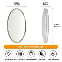 Dllt 32In Oval Led Ceiling Light Fixture 65W Dimmable Led Flush Mount Ceiling Light With Remote 3000K4000K5000K Adjustable