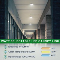 Ostek Led Canopy Light 40W 5000K 5600Lm Led Parking Garage Lights 90-277V Ip65 Commercial Residential Lights Dlc & Ul Listed