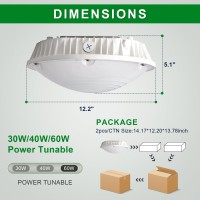 Ostek Led Canopy Light 40W 5000K 5600Lm Led Parking Garage Lights 90-277V Ip65 Commercial Residential Lights Dlc & Ul Listed