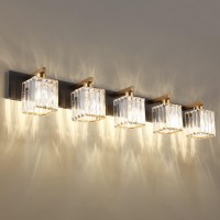 Aipsun Modern Vanity Light Bathroom Lighting Fixtures 5 Light Crystal Bathroom Vanity Light Fixtures (Exclude Bulb)